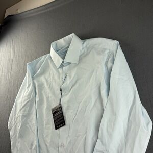 State & Liberty Shirt Men's L Blue White Striped Dress Performance Stretch NEW